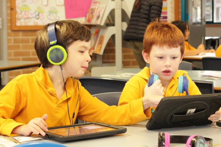 Students using technology in their learning