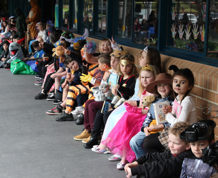 Students dressed up in book week costumes
